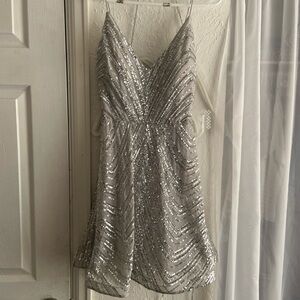 B Darlin Silver Sequin Dress